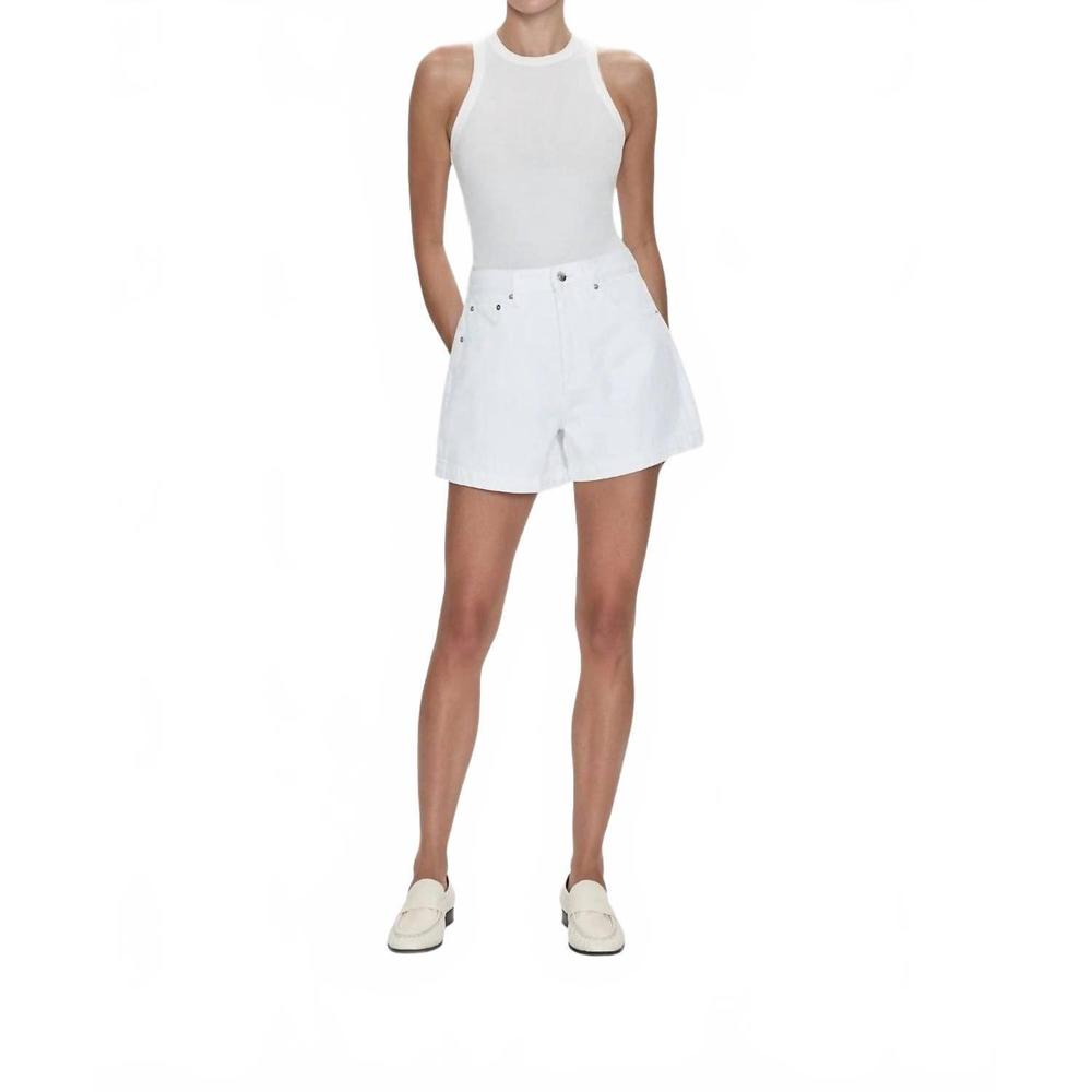 pistola High Rise White Denim Shorts